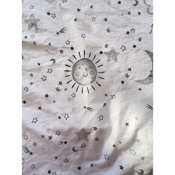 POTTERY BARN KIDS Crib Cot Fitted Sheet Lot/2 100% Organic Cotton Stars Sun Gray - Picture 4 of 16